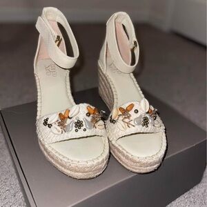 Franco Sarto Cream and Tan Espadrille Sandals